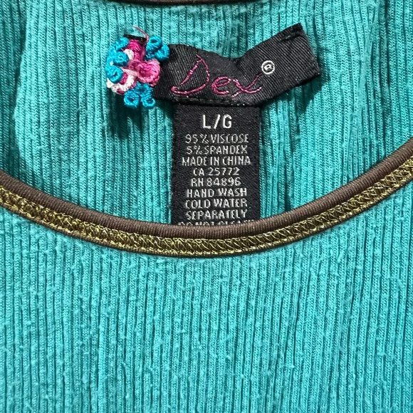 Dex spaghetti strapped Turquoise and gold top, size Large - Picture 6 of 6